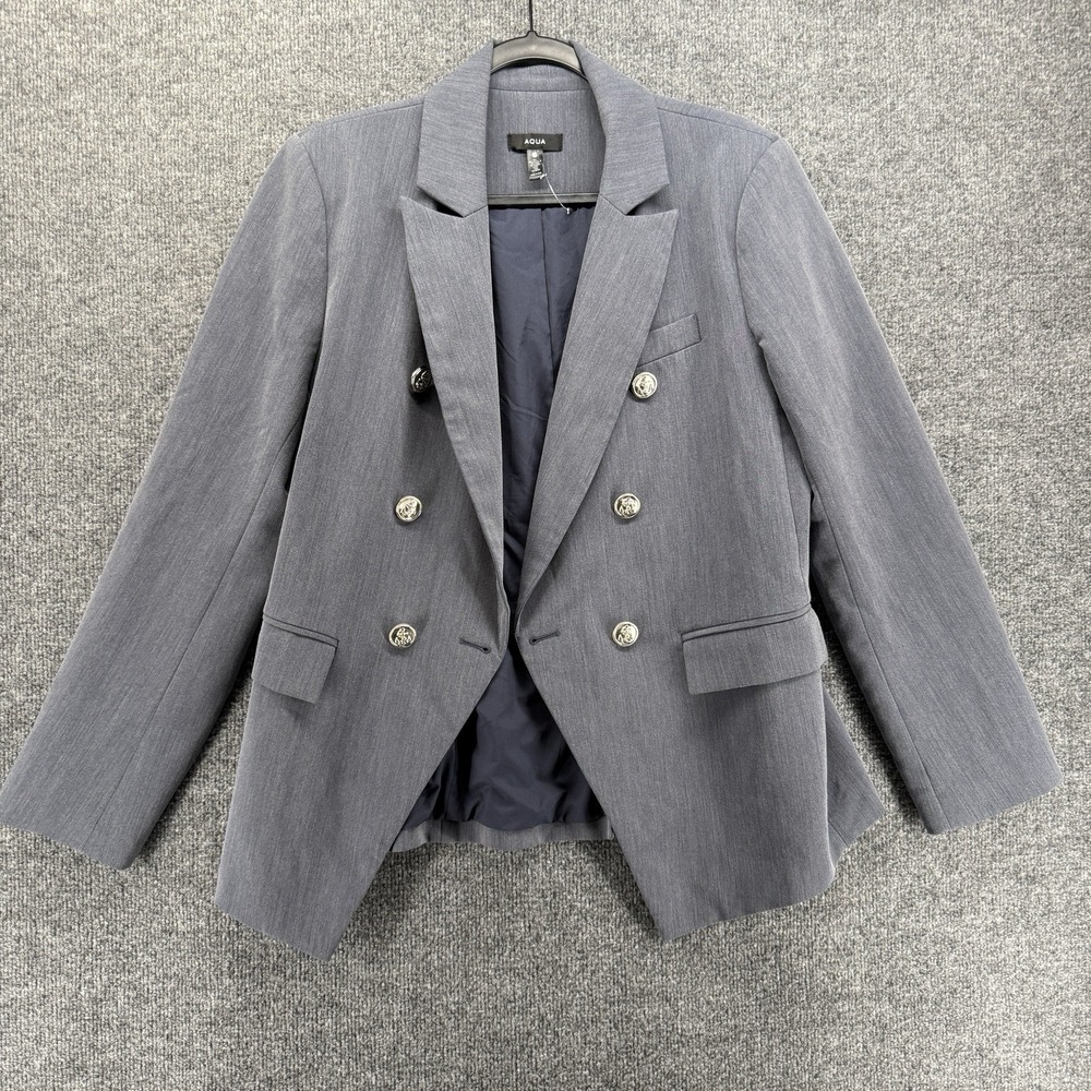 Aqua Blazer Jacket Womens XL Blue Paisley Button Up Office Old Money Academia